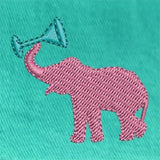 Men's Preppy Embroidered Shorts, Pink Elephant Toasting on Aquatic Green