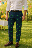 Harbor Pant Stretch Twill l Embroidered Pants Shamrocks on Navy