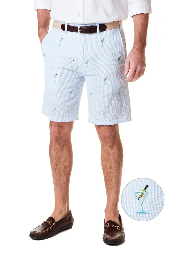 Men's Cisco Embroidered Shorts Seersucker with Martinis