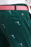 Mern's Embroidered Corduroy Pant Martini Candy Cane Hunter Green