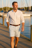 Men's Cisco Embroidered Shorts Martinis, Light Blue Seersucker
