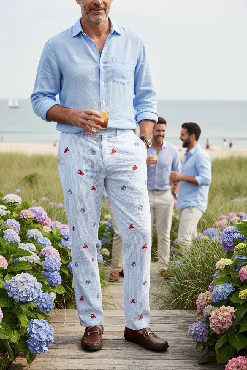 Men's Embroidered Pants by Castaway Clothing  Cotuit Casuals