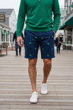 Men's Embroidered Shorts with Lucky Shamrock on Navy| Cotuit Casuals