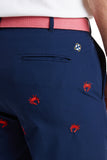 Men's Preppy Embroidered Shorts, Red Crab on Navy