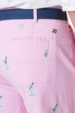 Men's Embroidered Cisco shorts, Martini and Shaker on Pink