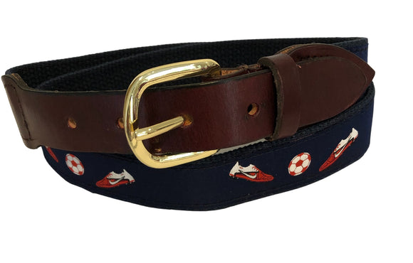 Boys' Canvas Ribbon Belt Soccer| Cotuit Casuals