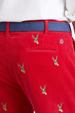 Men' Embroidered Corduroy Pants Dasher On Crimson