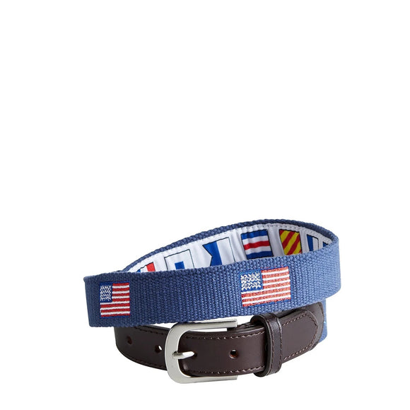 Mens Embroidered  Canvas Belt American Flag