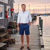 Men's Preppy Embroidered Shorts, Lobster on Navy