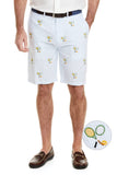 Men's Embroidered Cisco Shorts, Tennis on Blue Seersucker
