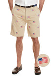 Men's Embroidered Cisco Shorts Spirit of 1776 on Khaki