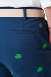 Men's Embroidered Shorts with Lucky Shamrock on Navy| Cotuit Casuals