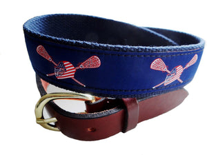 Boys Custom Canvas ribbon Belt Lacrosse with Helmet | Cotuit Casual
