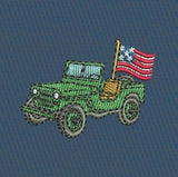 Men's Embroidered Cisco Shorts, Jeeps on Blue Storm