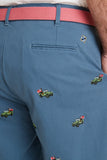 Men's Embroidered Cisco Shorts, Jeeps on Blue Storm