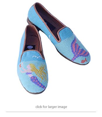 Misses needlepoint loafer with a mermaid designed in light and bright colors