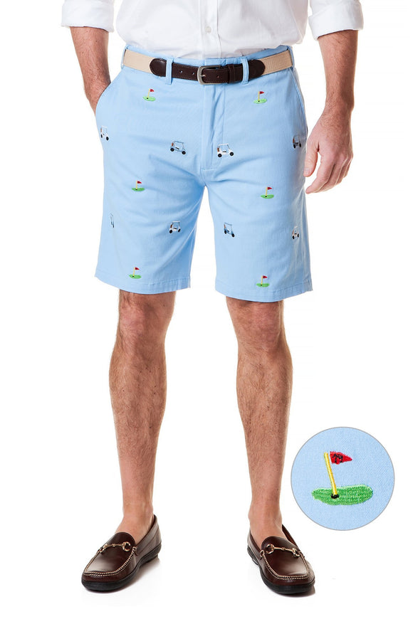 Men's Cisco Embroidered Shorts Tee Time on Lite Blue