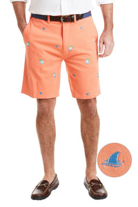 Men's Cisco Embroidered Shorts Fin and Tonic coral
