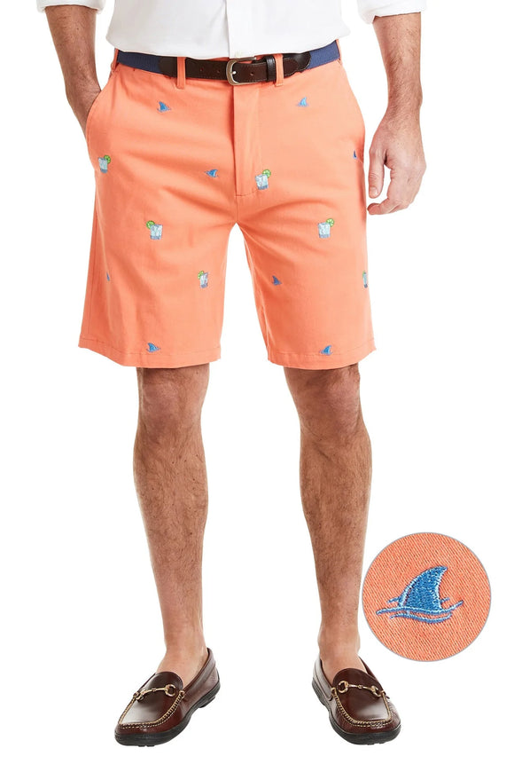 Men's Cisco Embroidered Shorts Fin and Tonic coral