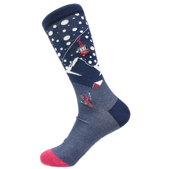 Soxfords Premium Pima Cotton  Embroidered Socks -Ski Bum